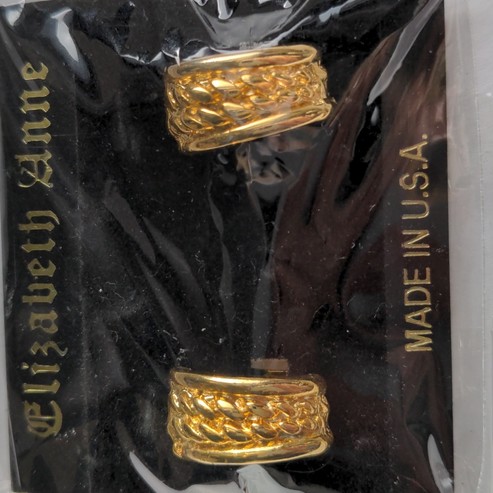 New gold clip back earrings.  Elizabeth Anne at Macy's.  Made in U S A